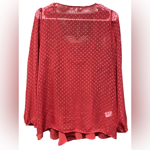 Daniel Rainn Anthropologie Dottied Flowy Blouse Red M - Picture 3 of 4